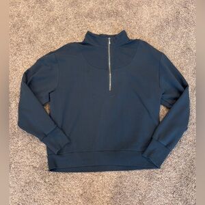 Johnnie-o women’s 1/4 zip Naomi rib knit sweatshirt in Bering Sea blue size MED